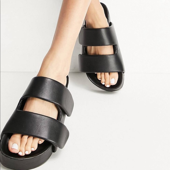 ASOS Shoes - Frozen premium padded mule sandals in black with adjustable velcro straps. NWOT.